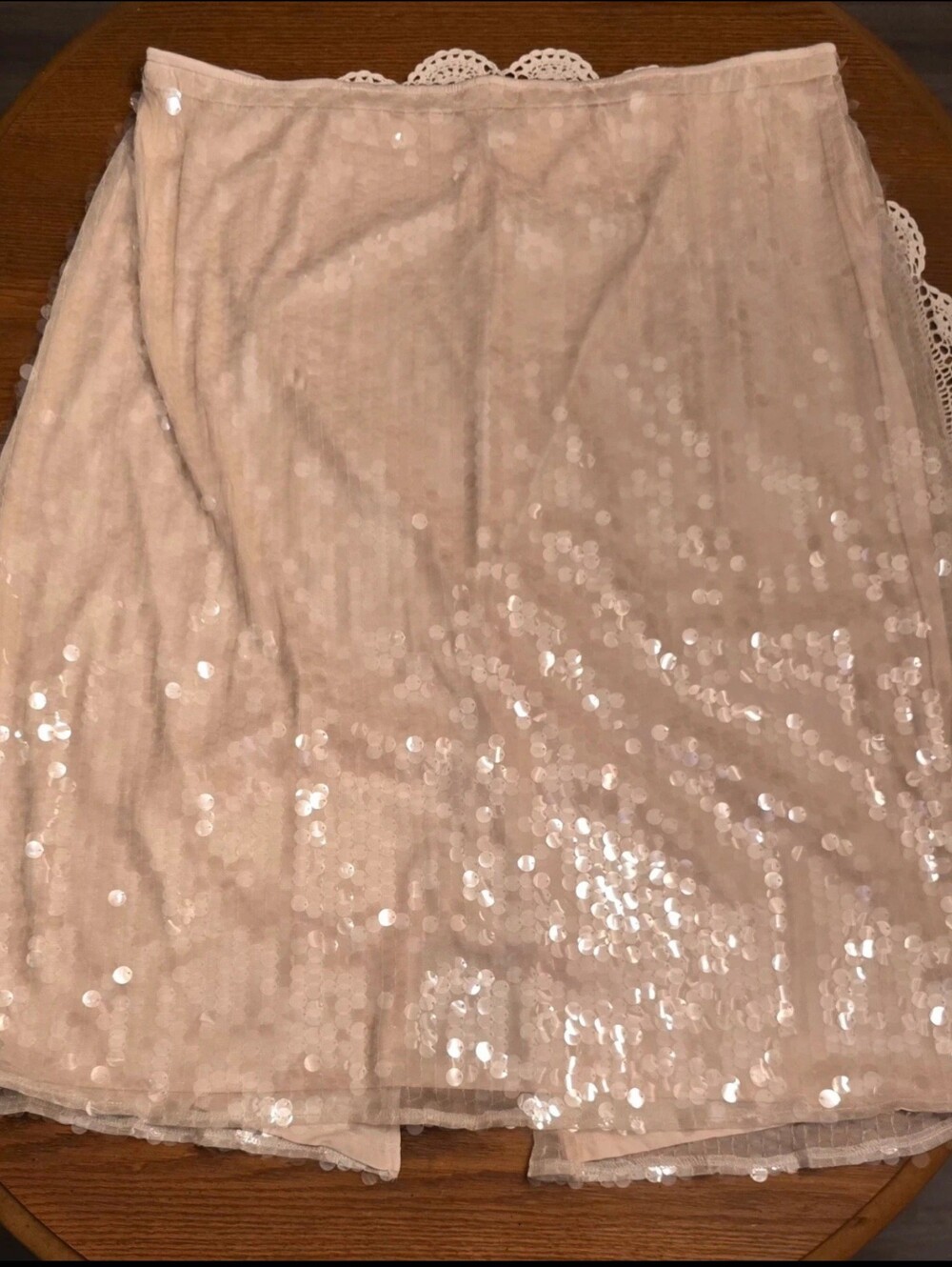 Old Navy Cream Sequin Midi Skirt